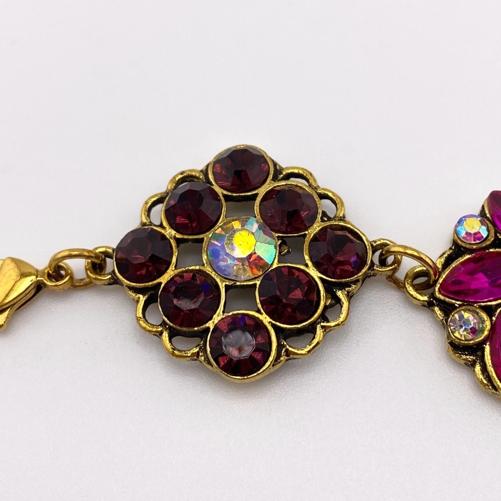 Gold Tone Rhinestone Floral Bracelet - Picture 4 of 10